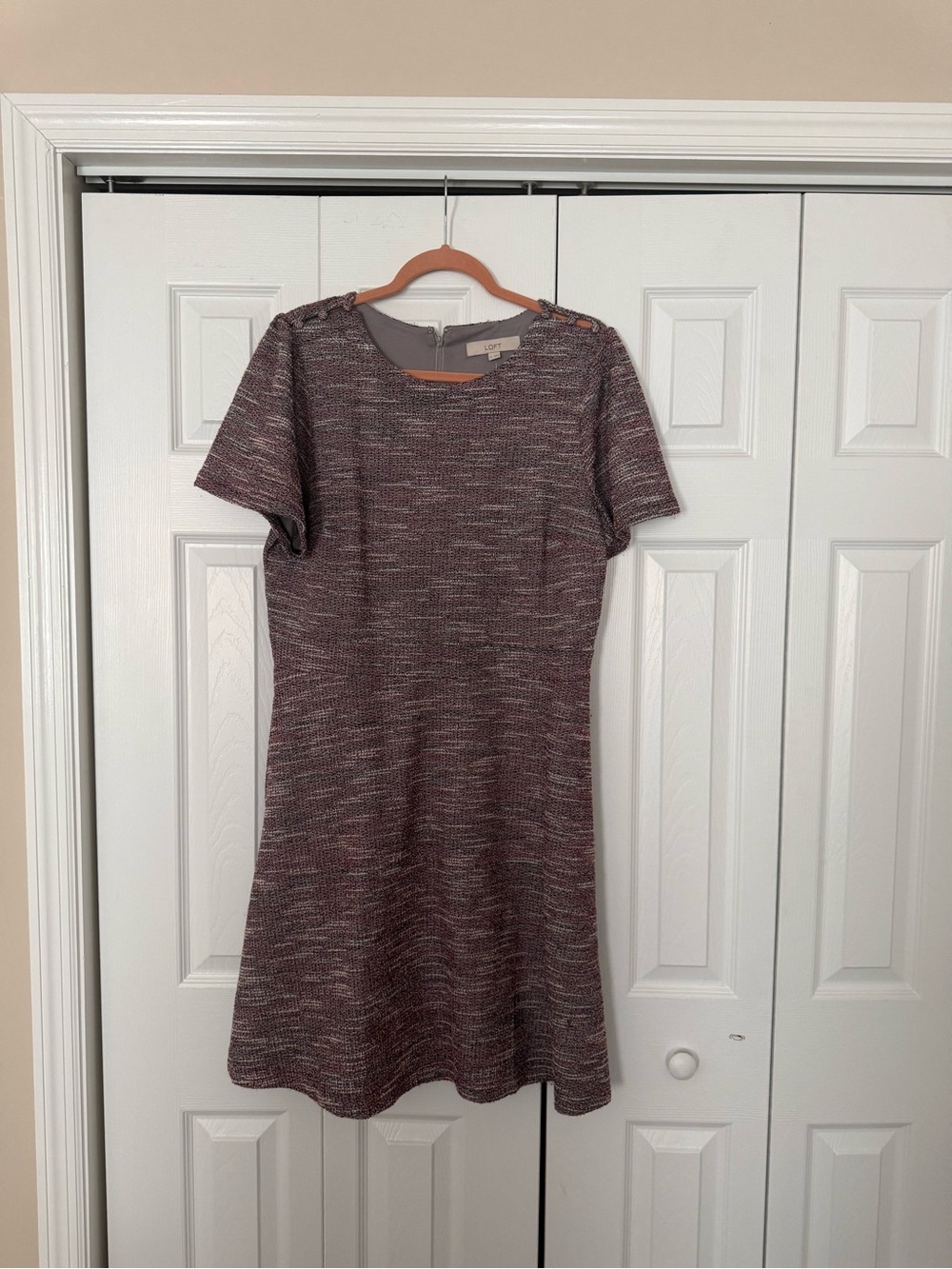 LOFT NWT Women’s Short Sleeve Knit Dress - Mauve Heather